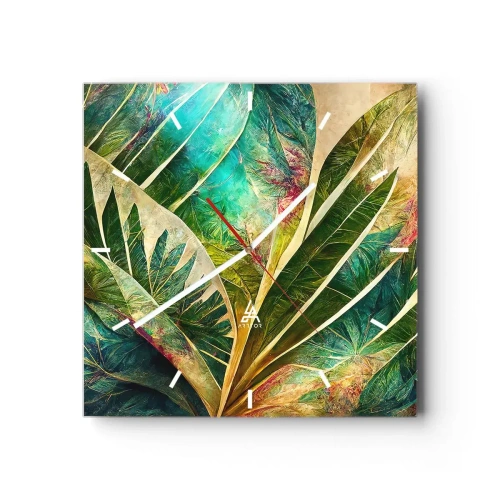 Ceas de perete - Ceas pe sticlă - Culorile tropicelor - 30x30 cm
