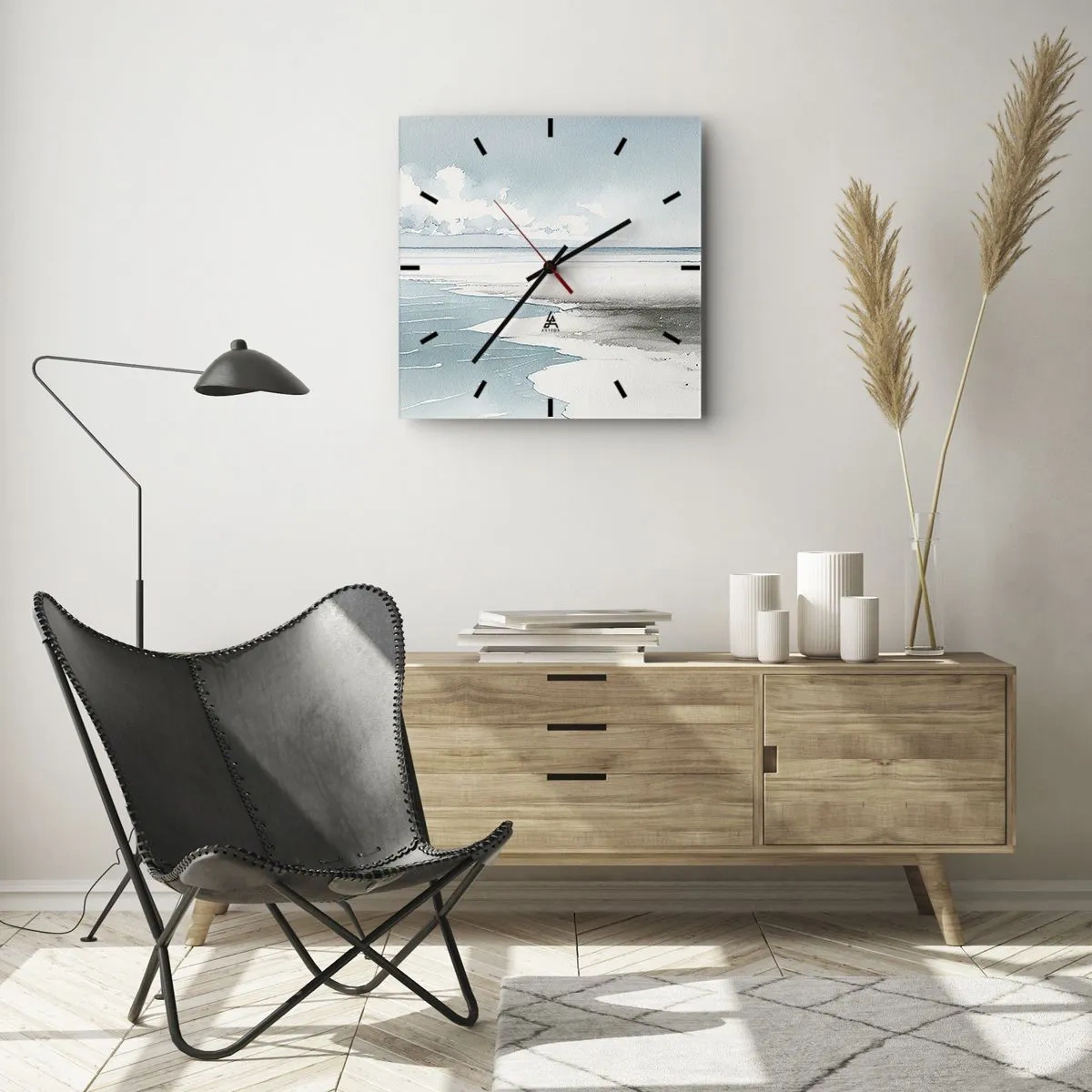Ceas de perete - Ceas pe sticlă - Mareea blândă - 40x40 cm