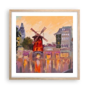 Poster în ramă de stejar deschis - Icoane pariziene - Moulin Rouge - 50x50 cm