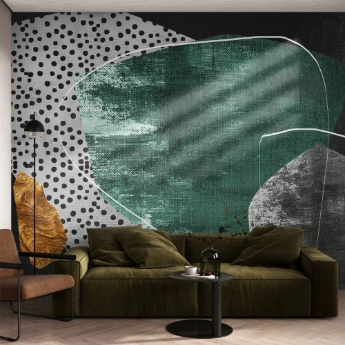 Tapet Premium Canvas - Abstracție colorată cu fulgi de aur - Abstracția, Textură, Colaj - 250x175 cm