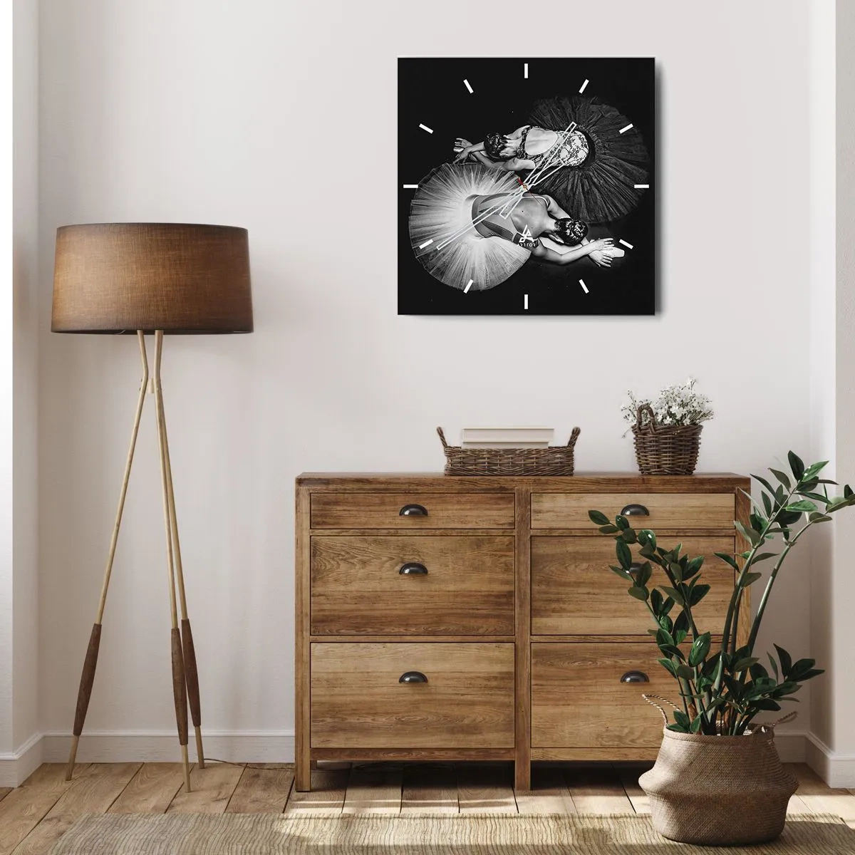 Ceas de perete - Ceas pe sticlă - Yin și yang - echilibrul perfect - 40x40 cm