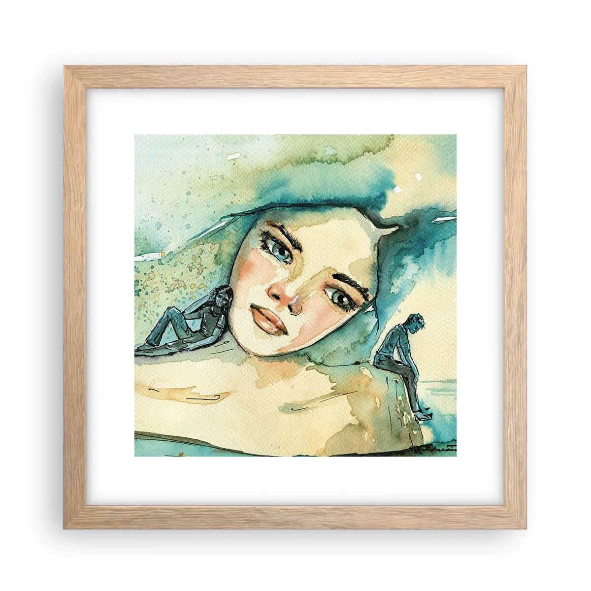 Poster în ramă de stejar deschis - Am I blue? - 30x30 cm