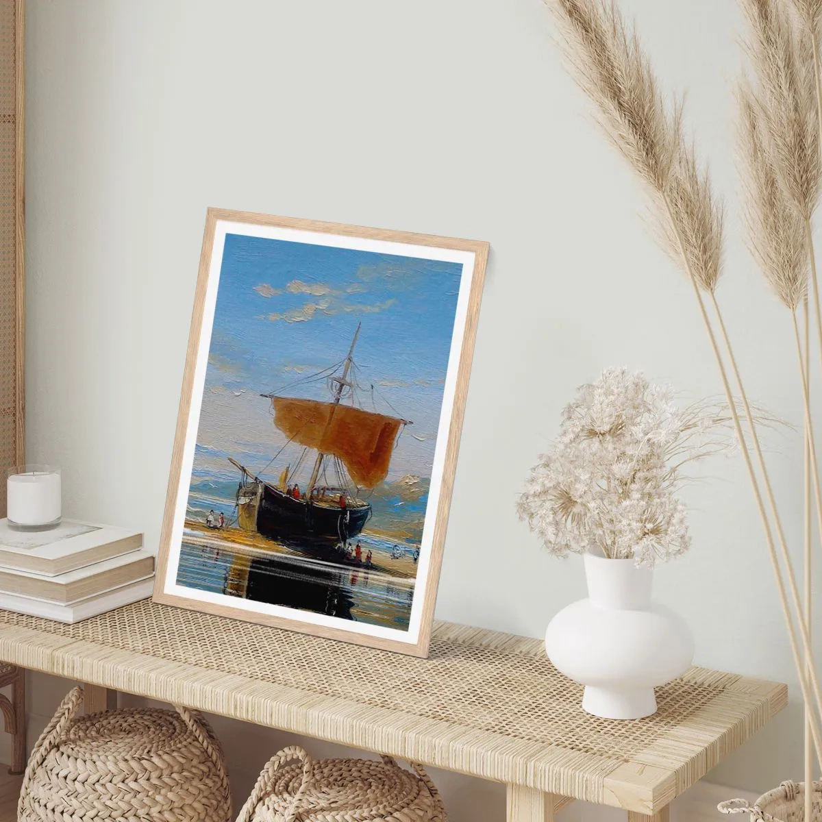 Poster în ramă de stejar deschis - Apă, pământ, aer - 50x70 cm