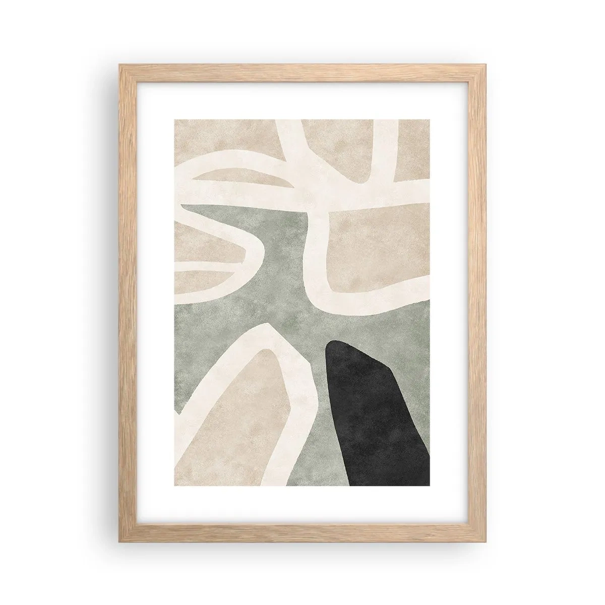 Poster în ramă de stejar deschis - Compoziție cu motiv negru - 30x40 cm