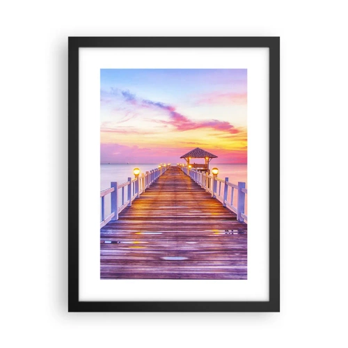 Poster în ramă neagră - Tăcerea serii în liliac-auriu - 30x40 cm