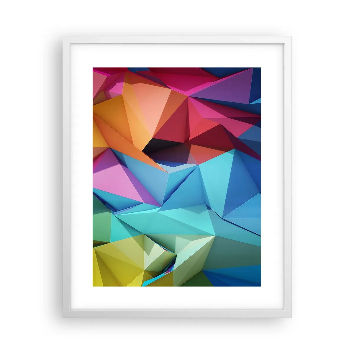 Poster în ramă albă - Origami de curcubeu - 40x50 cm
