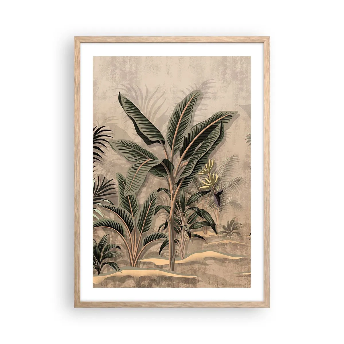 Poster în ramă de stejar deschis - Gravură în stil colonial - 50x70 cm