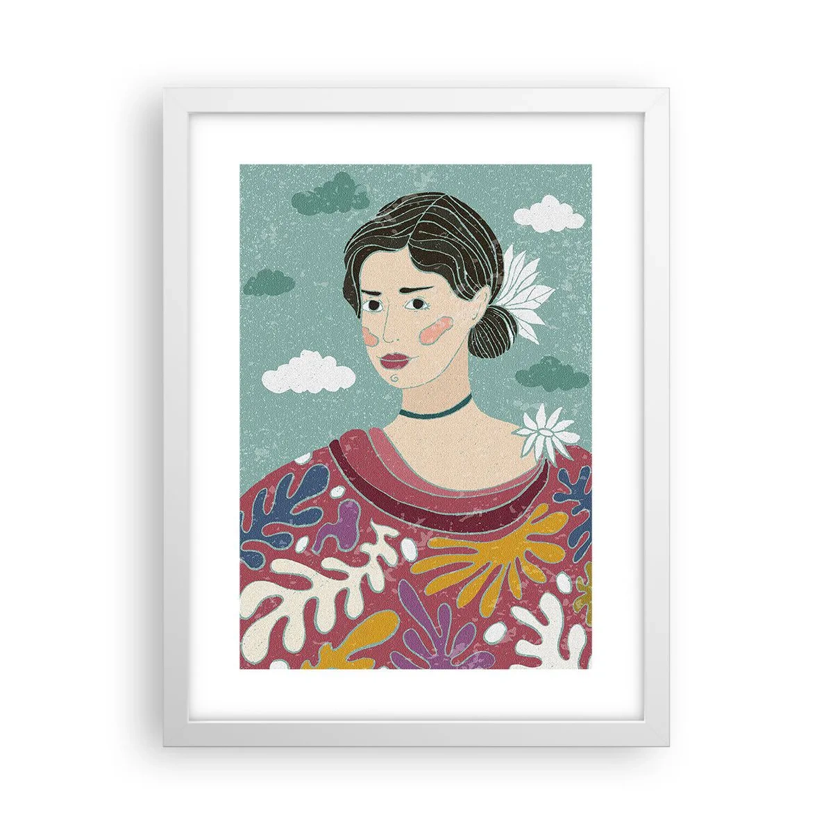 Poster în ramă albă - Cu melancolie în privire - 30x40 cm