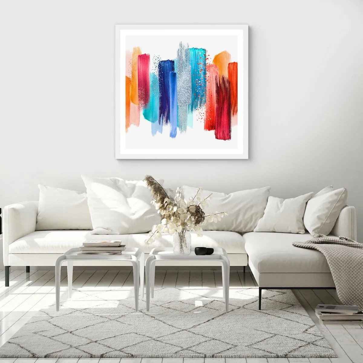 Poster în ramă albă - Sus și jos  - 60x60 cm