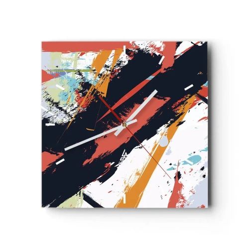 Ceas de perete - Ceas pe sticlă - Compoziție dinamică - 30x30 cm