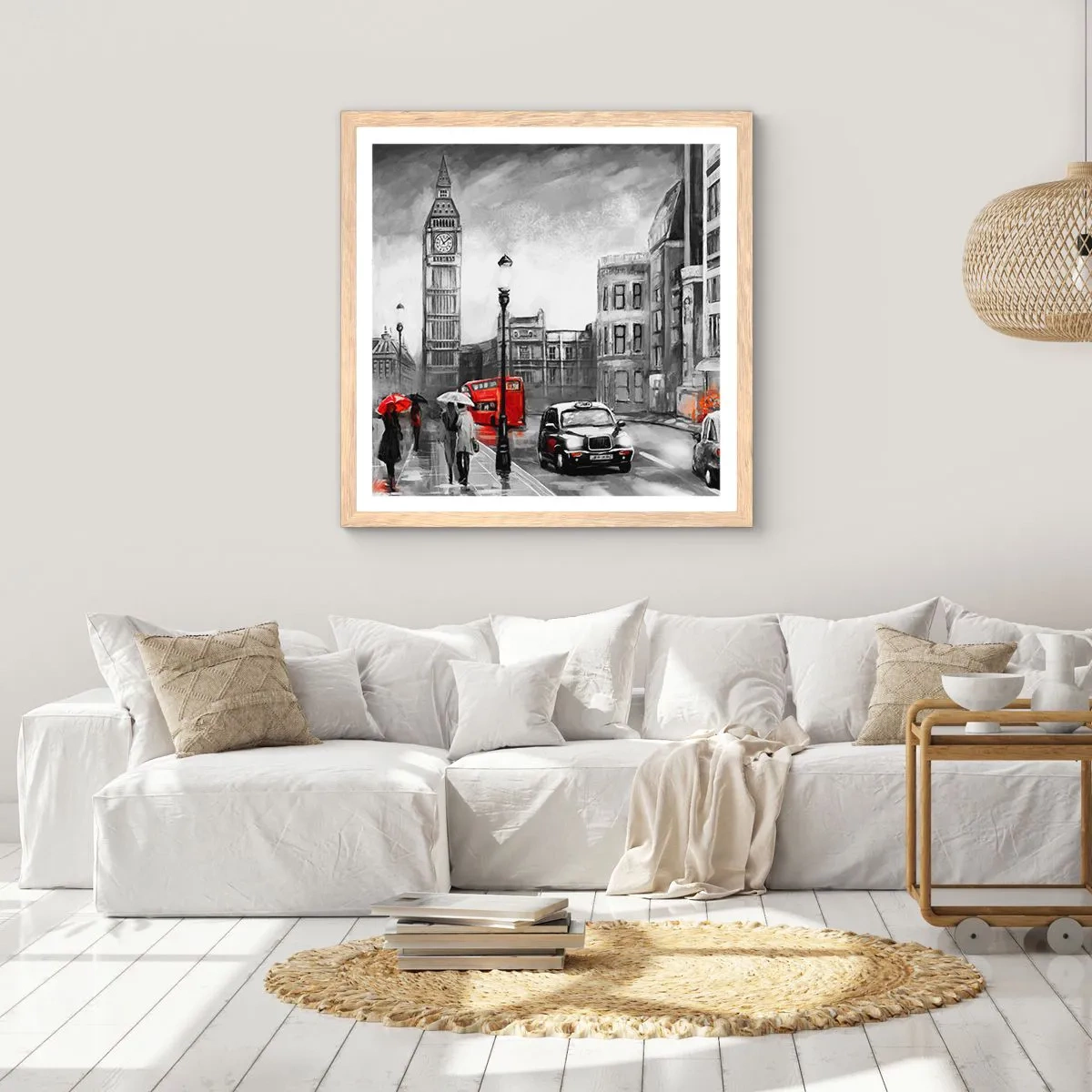 Poster în ramă de stejar deschis - Nu este deloc un oraș gri - 30x30 cm