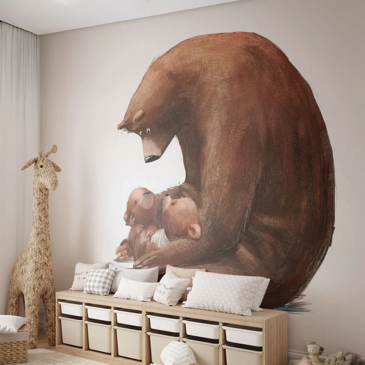 Tapet Premium Canvas - Vise plăcute, copii - Pentru copii, Urs, Familie - 450x315 cm