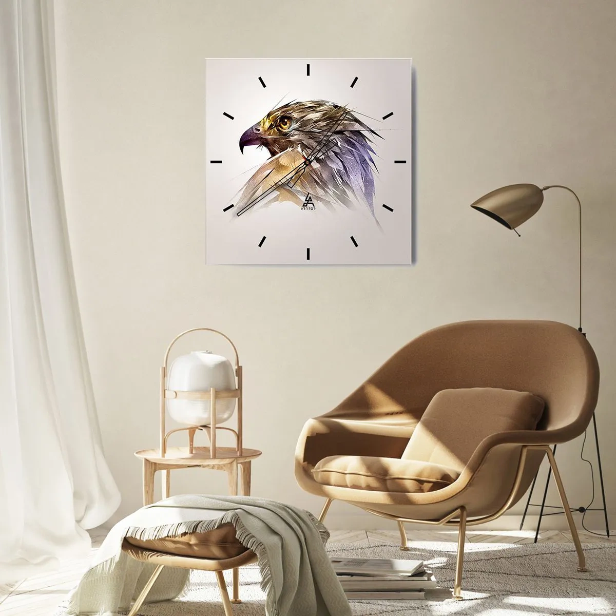 Ceas de perete - Ceas pe sticlă - Portretul unui războinic - 30x30 cm