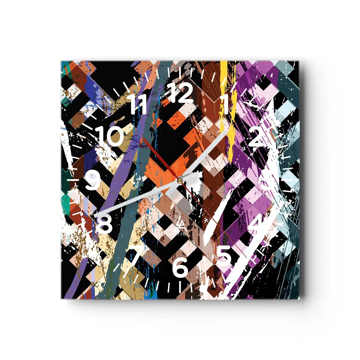 Ceas de perete - Ceas pe sticlă - La pătrat - 30x30 cm