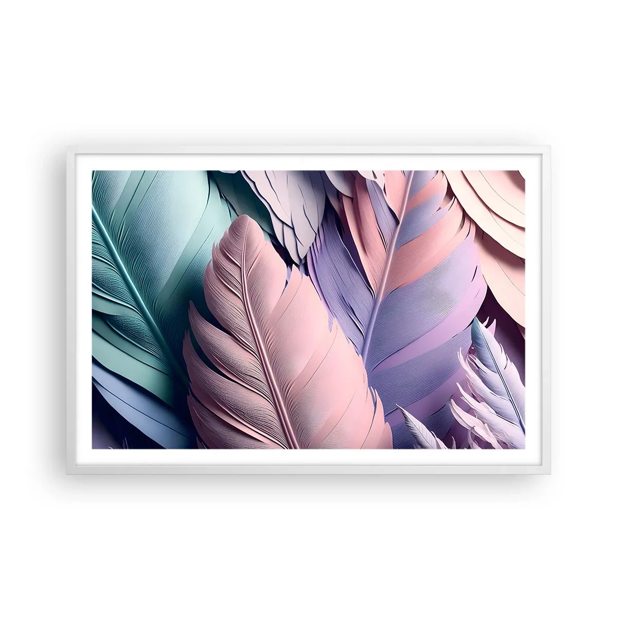 Poster în ramă albă - Eleganța păsărilor - 91x61 cm