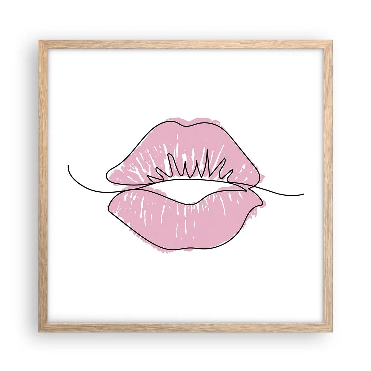 Poster în ramă de stejar deschis - Vrei un sărut? - 50x50 cm