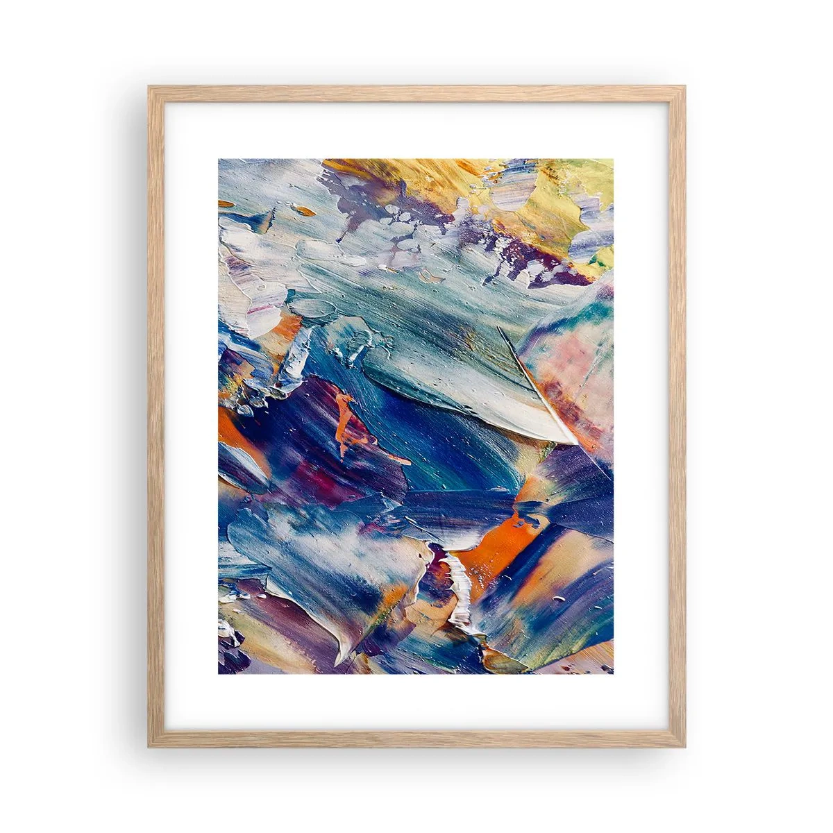 Poster în ramă de stejar deschis - Confuzie de culori - 40x50 cm