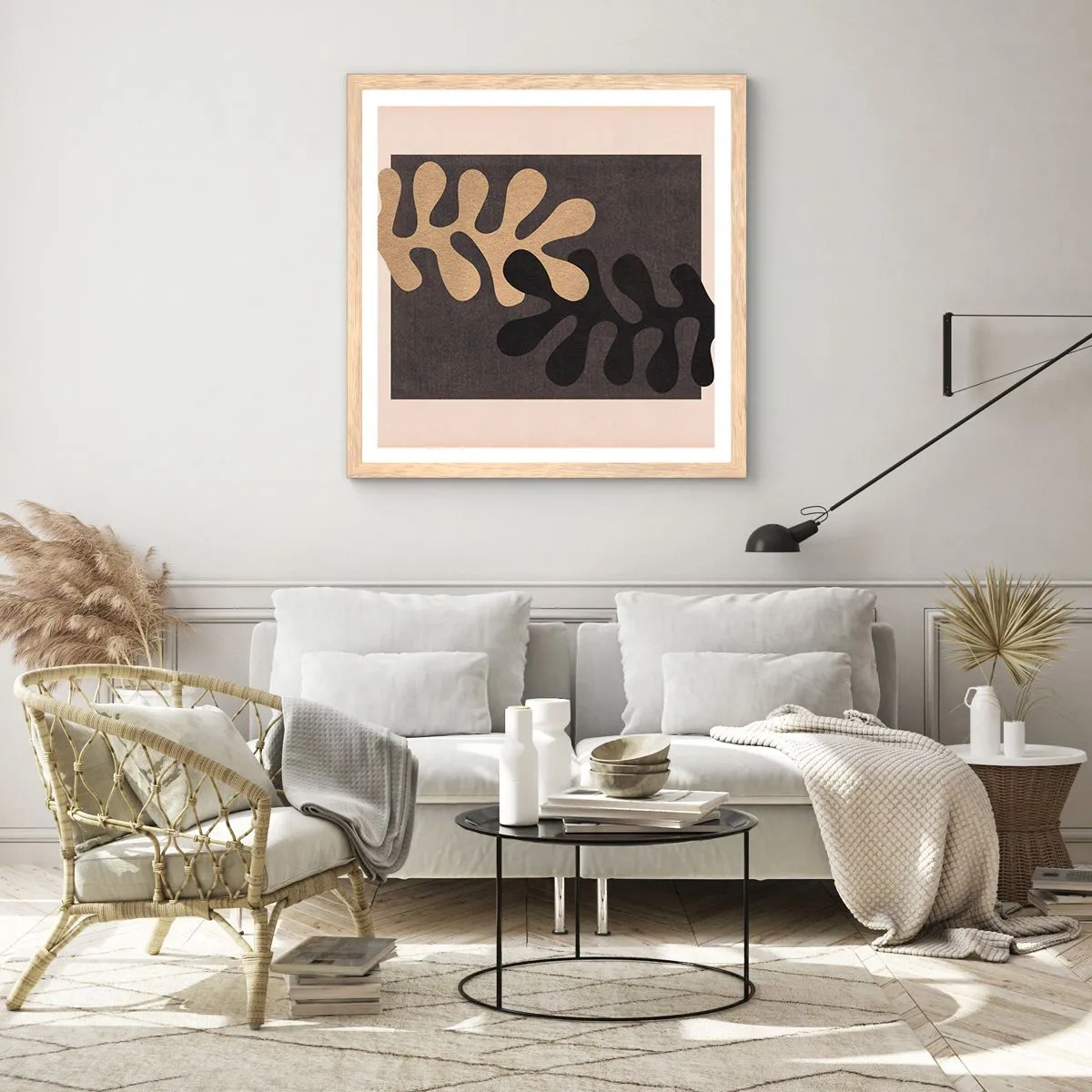 Poster în ramă de stejar deschis - Absență și completare - 60x60 cm