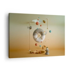 Tablou pe pânză Canvas - Figuri geometrice în culori pastelate într-un aranjament suprarealist - 70x50cm - Orice se poate întâmpla - Decorațiune modernă pentru perete pentru living și dormitor ARTTOR