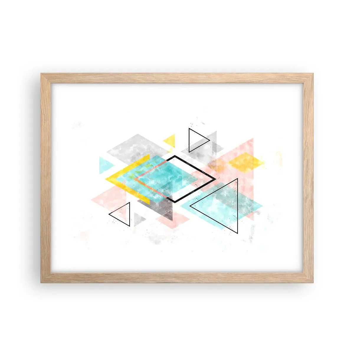 Poster în ramă de stejar deschis - Joc geometric - 40x30 cm