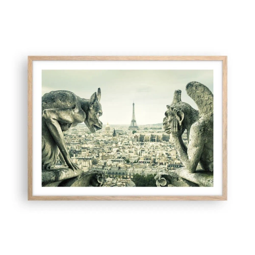 Poster în ramă de stejar deschis - La taclale pariziene - 70x50 cm