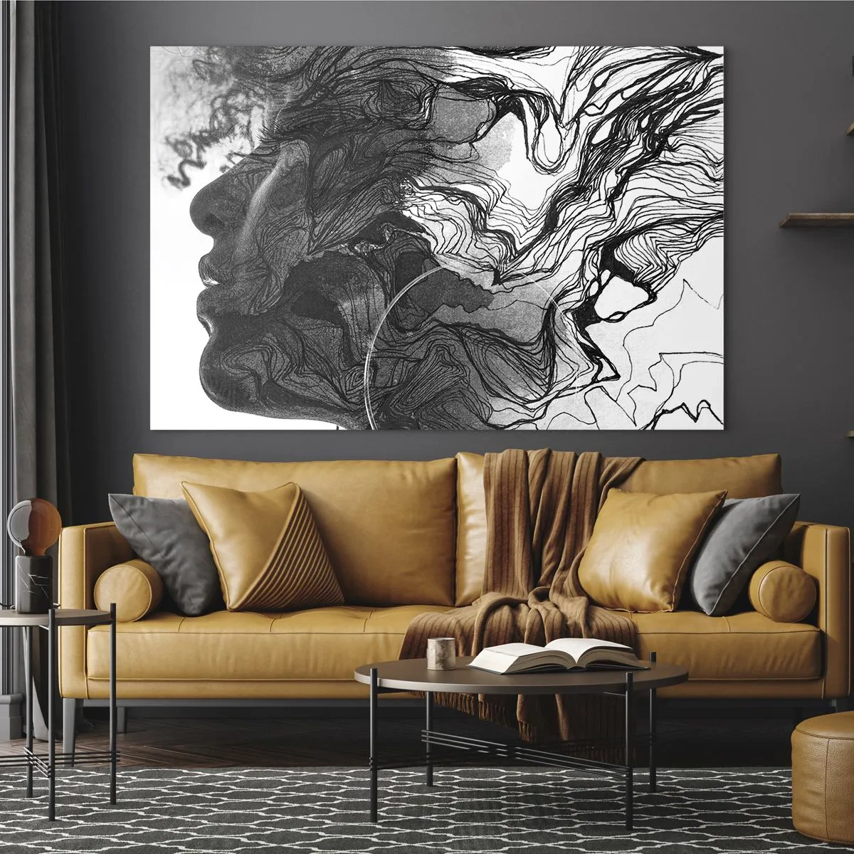 Tablou pe sticlă - Încurcată în vise - 100x70 cm