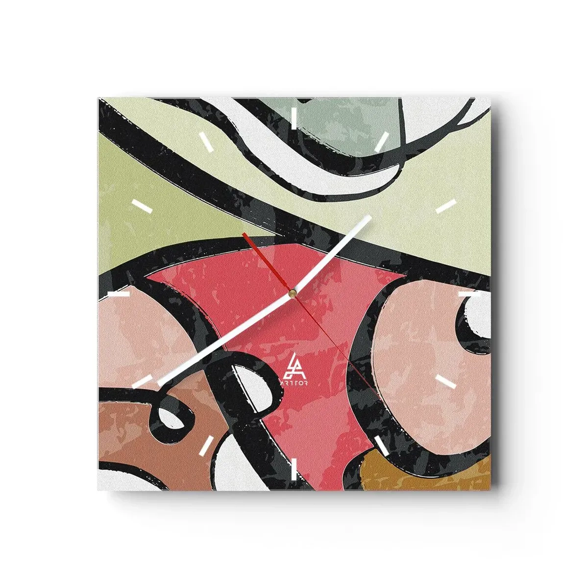 Ceas de perete - Ceas pe sticlă - Piruetă printre culori - 40x40 cm