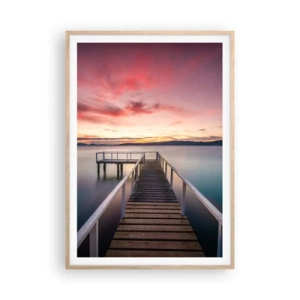 Poster în ramă de stejar deschis - Flacăra blândă a serii - 70x100 cm