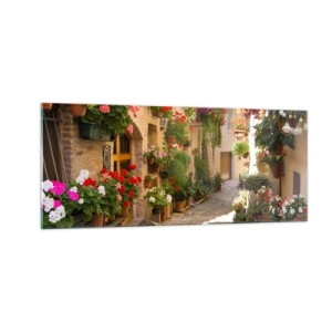 Tablou pe sticlă - Într-un potop de flori - 100x40 cm