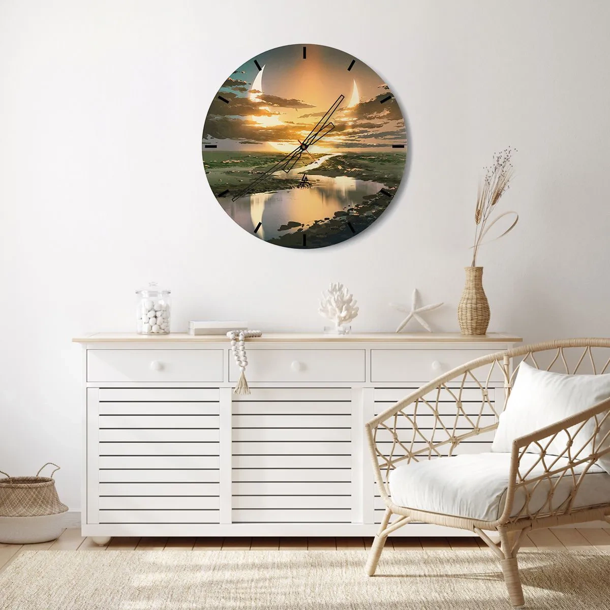 Ceas de perete - Ceas pe sticlă - Undeva într-o galaxie foarte, foarte îndepărtată - 40x40 cm