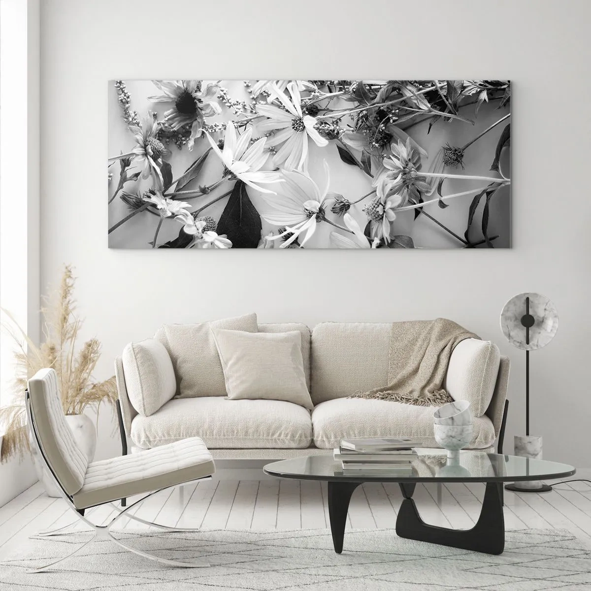 Tablou pe sticlă - Un altfel de buchet - 100x40 cm