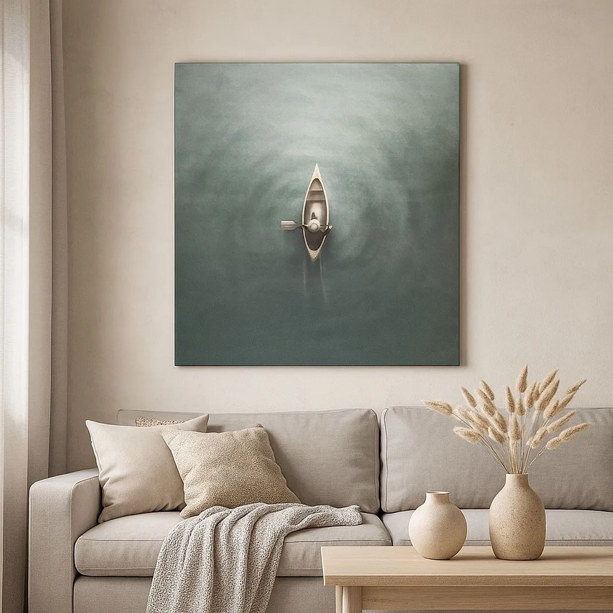 Tablou pe pânză - Peste lacul luminat de lună - 30x30 cm