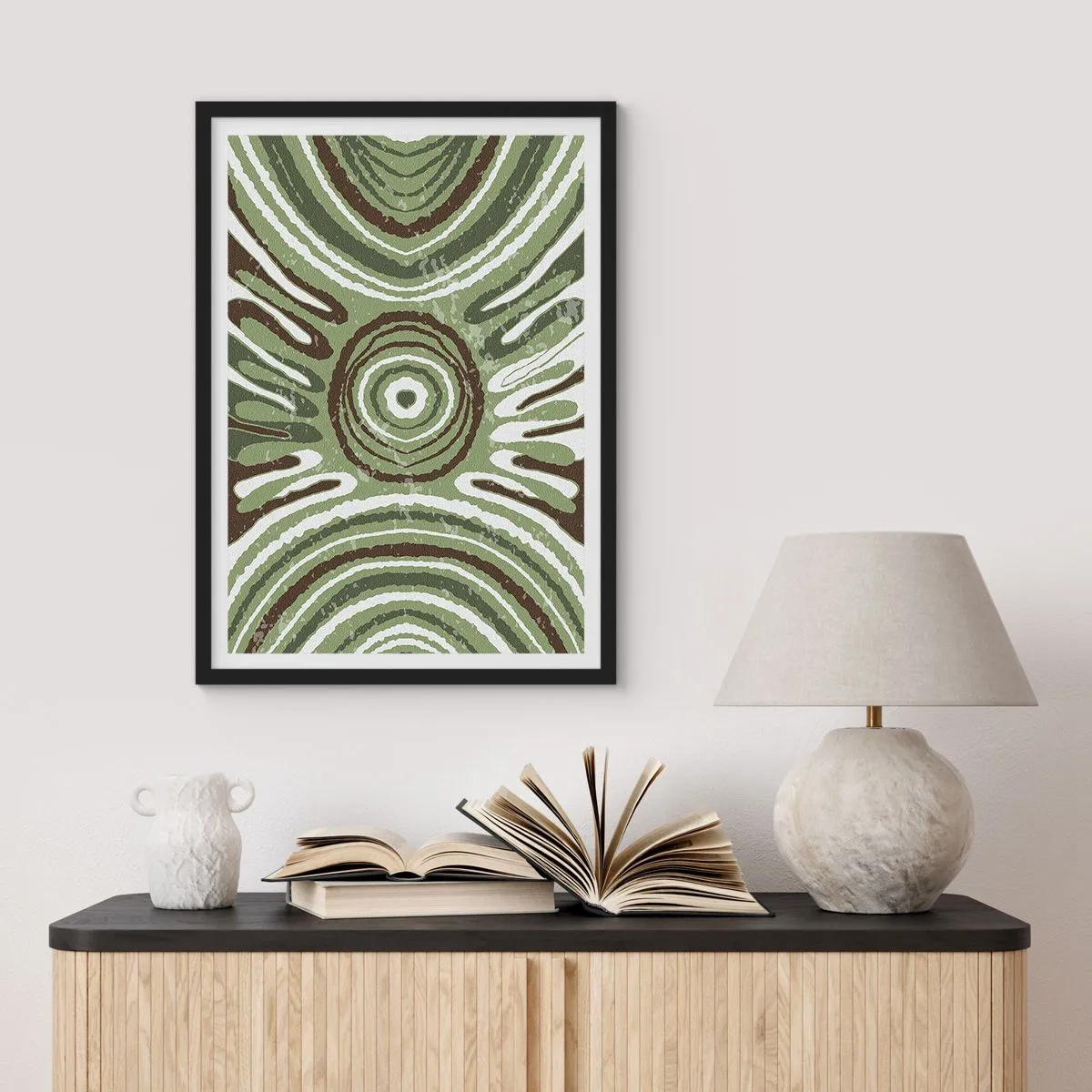 Poster în ramă neagră - Model abstract simetric în nuanțe de verde - 50x70cm - Explozie de emoții - Decorațiune modernă pentru perete pentru living și dormitor ARTTOR