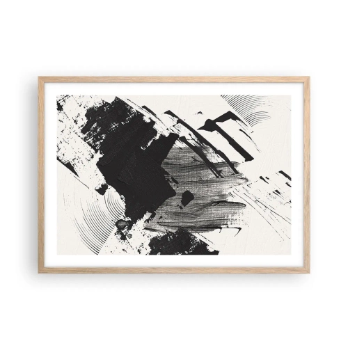 Poster în ramă de stejar deschis - Abstracție - expresie de negru - 70x50 cm