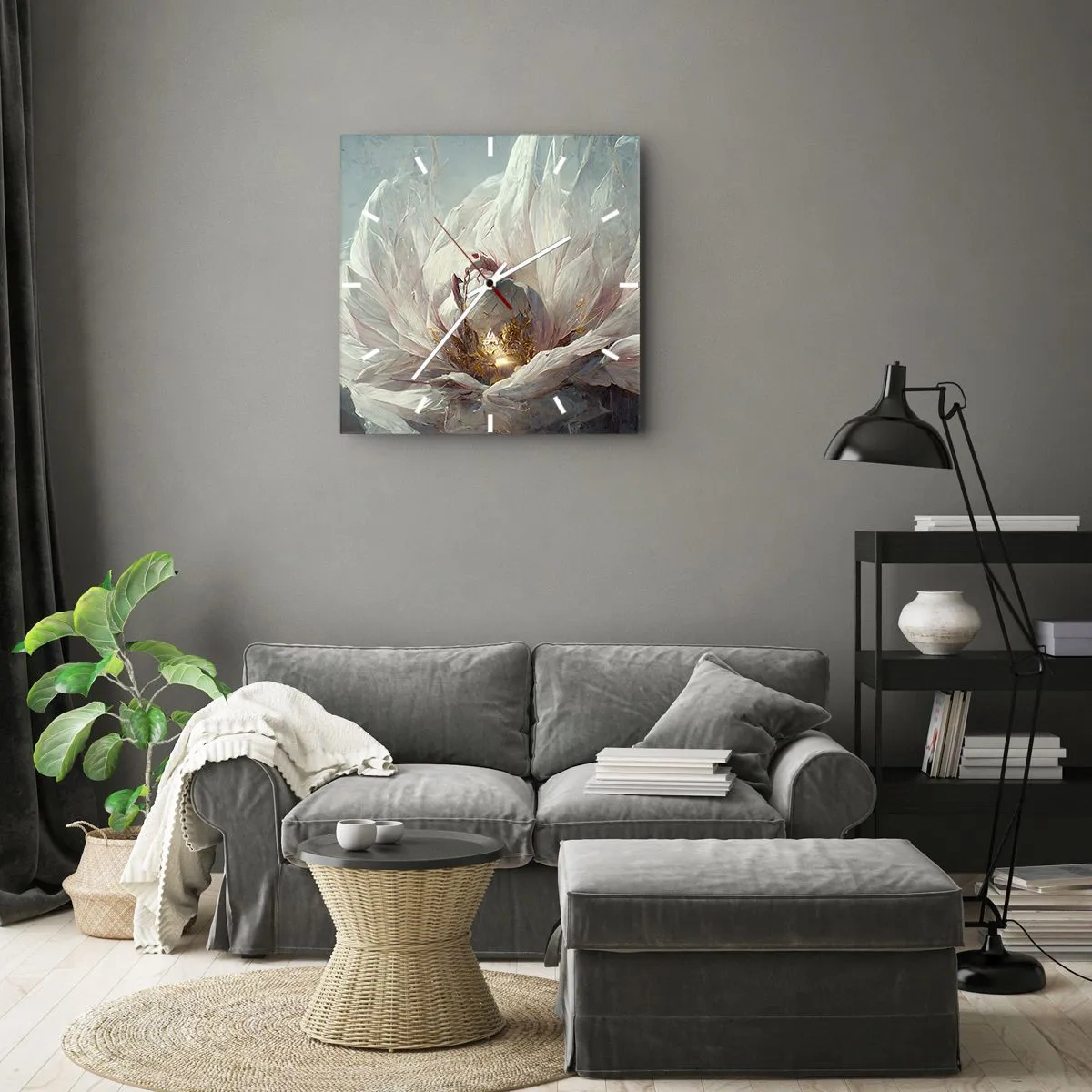 Ceas de perete - Ceas pe sticlă - Înflorește o dată la o sută de ani - 30x30 cm