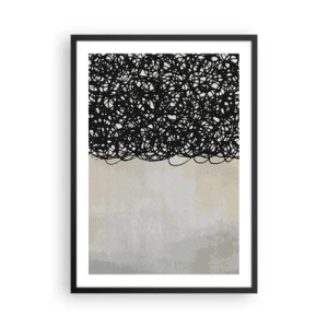 Poster în ramă neagră - Compoziție abstractă cu linii negre pe un fundal deschis - 50x70cm - Abstracție înfășurată - Decorațiune modernă pentru perete pentru living și dormitor ARTTOR