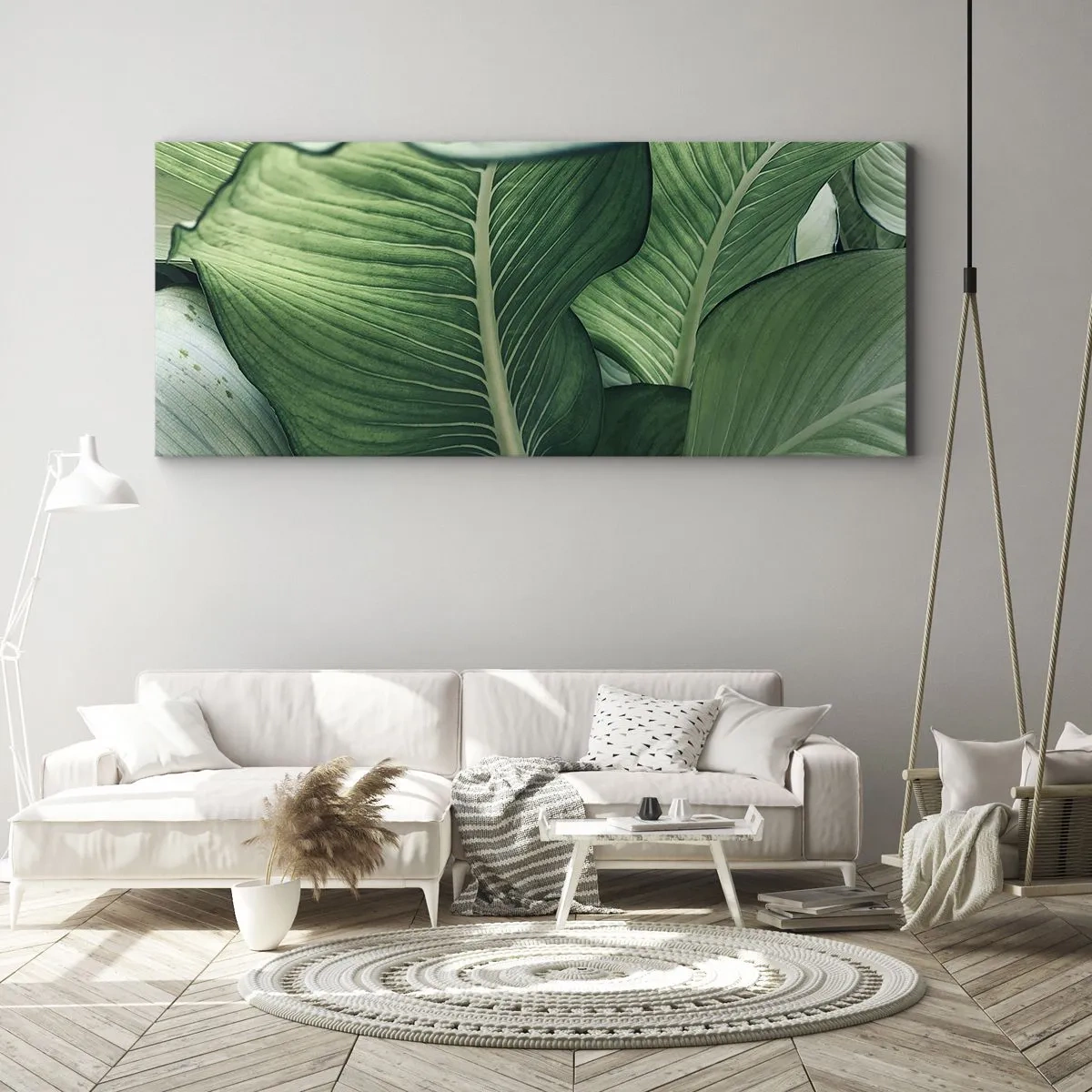 Tablou pe pânză - Viață intensă în verde - 100x40 cm