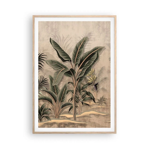 Poster în ramă de stejar deschis - Gravură în stil colonial - 70x100 cm