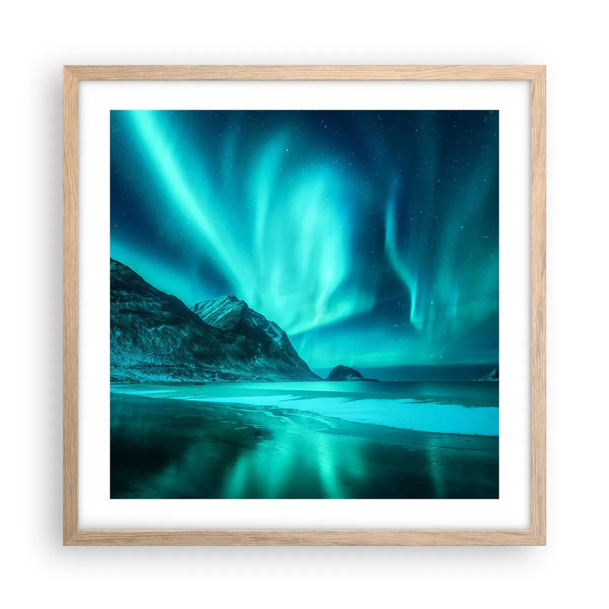 Poster în ramă de stejar deschis - Minunile din nord - 50x50 cm