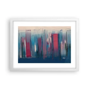 Poster în ramă albă - Compoziție verticală în albastru și roșu - 40x30 cm
