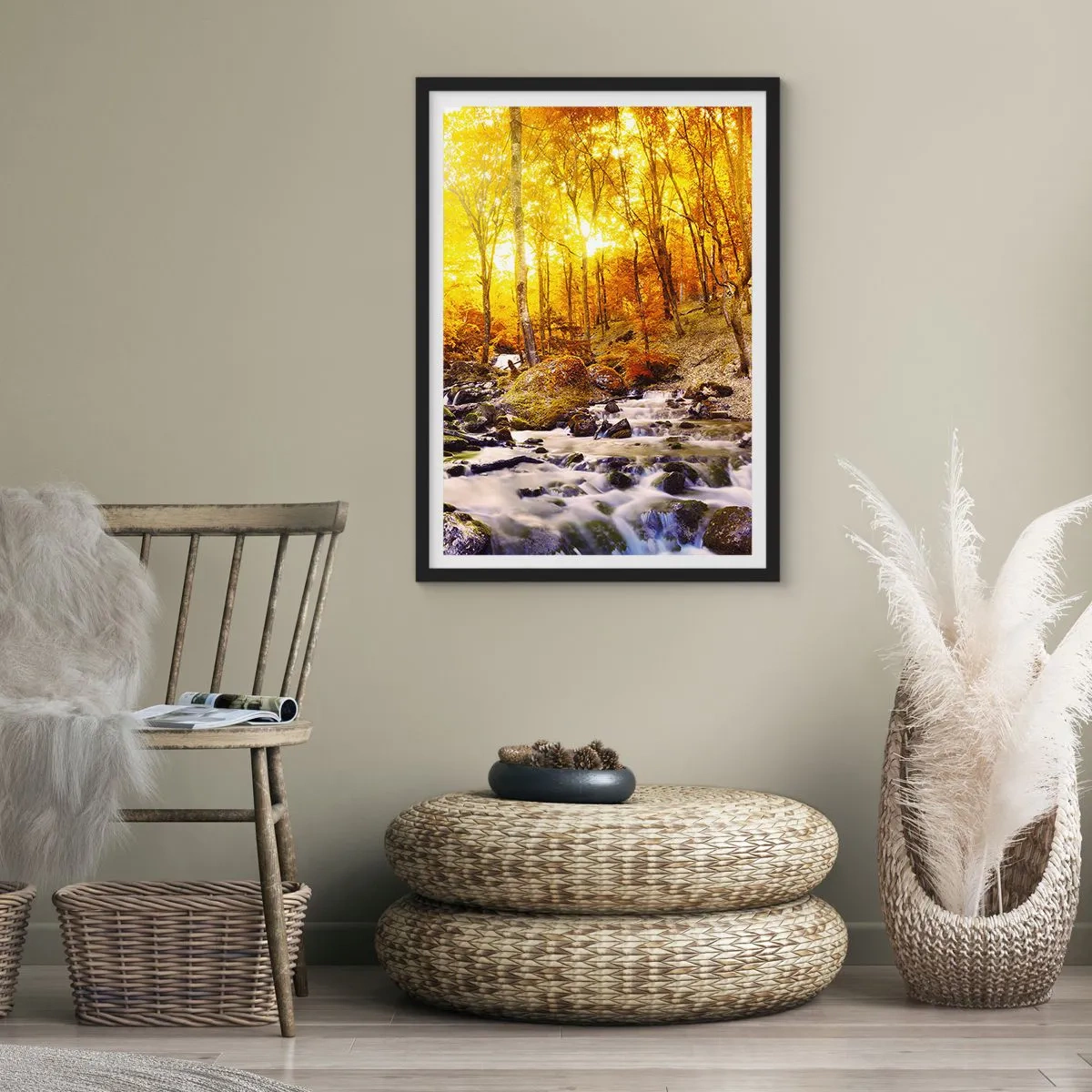 Poster în ramă neagră - Pietre montate în aur și platină - 40x50 cm