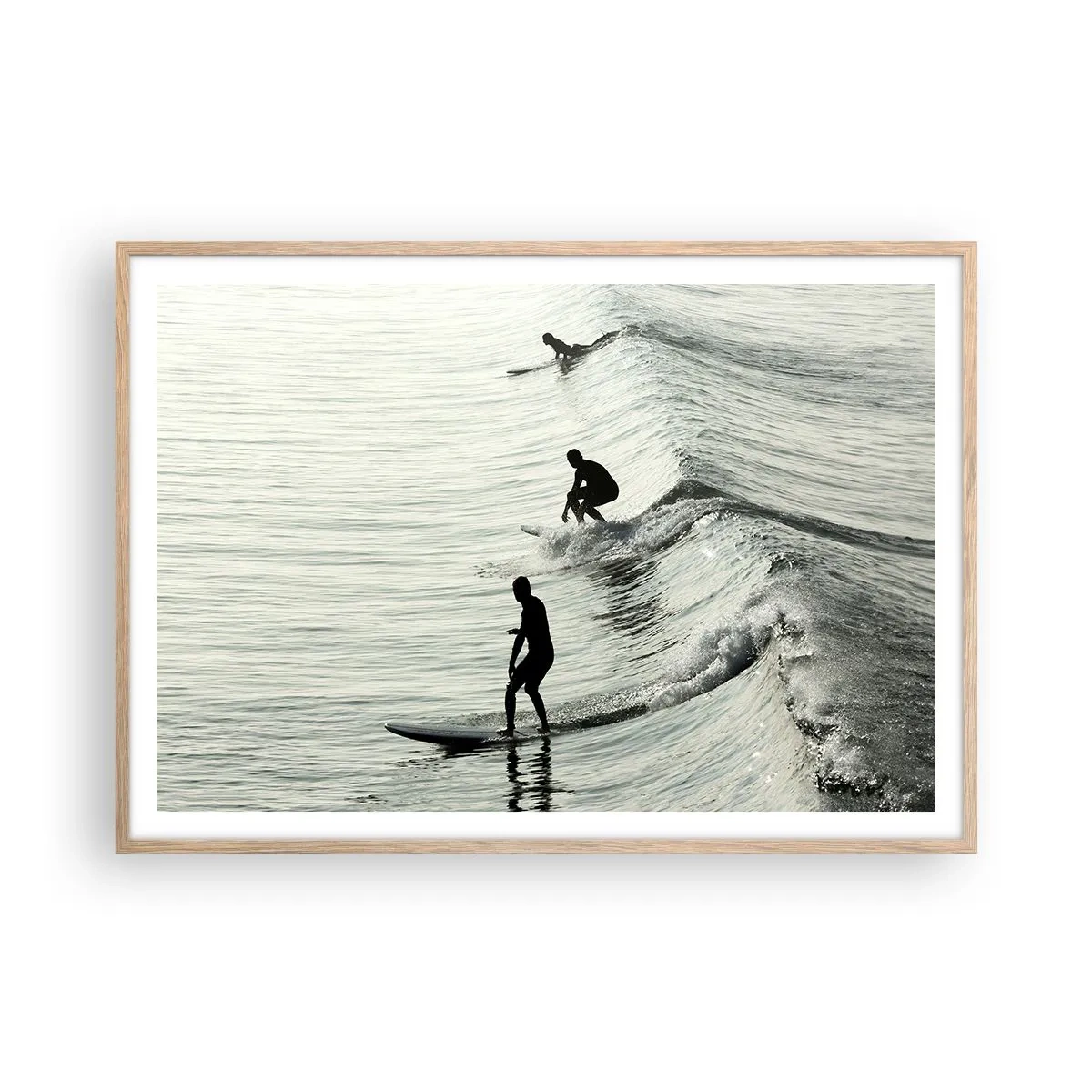 Poster în ramă de stejar deschis - Pentru a întâmpina valul - 100x70 cm