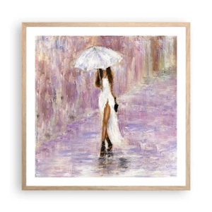 Poster în ramă de stejar deschis - În ploaia de liliac - 60x60 cm