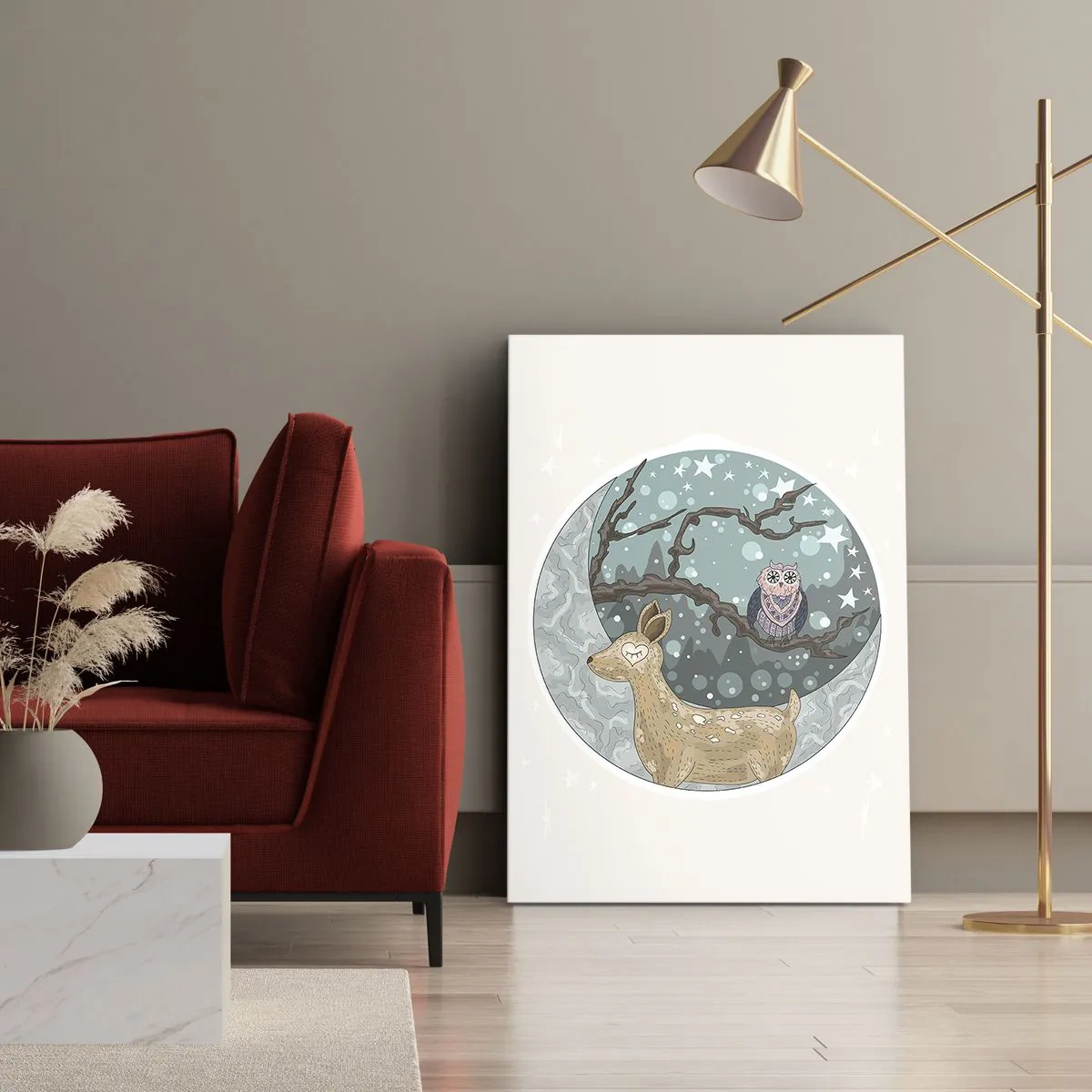 Tablou pe pânză - O noapte în pădure de poveste - 55x100 cm