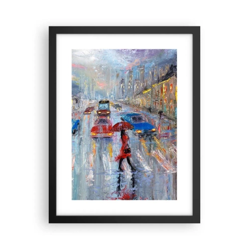 Poster în ramă neagră - O după-amiază ploioasă în oraș - 30x40 cm