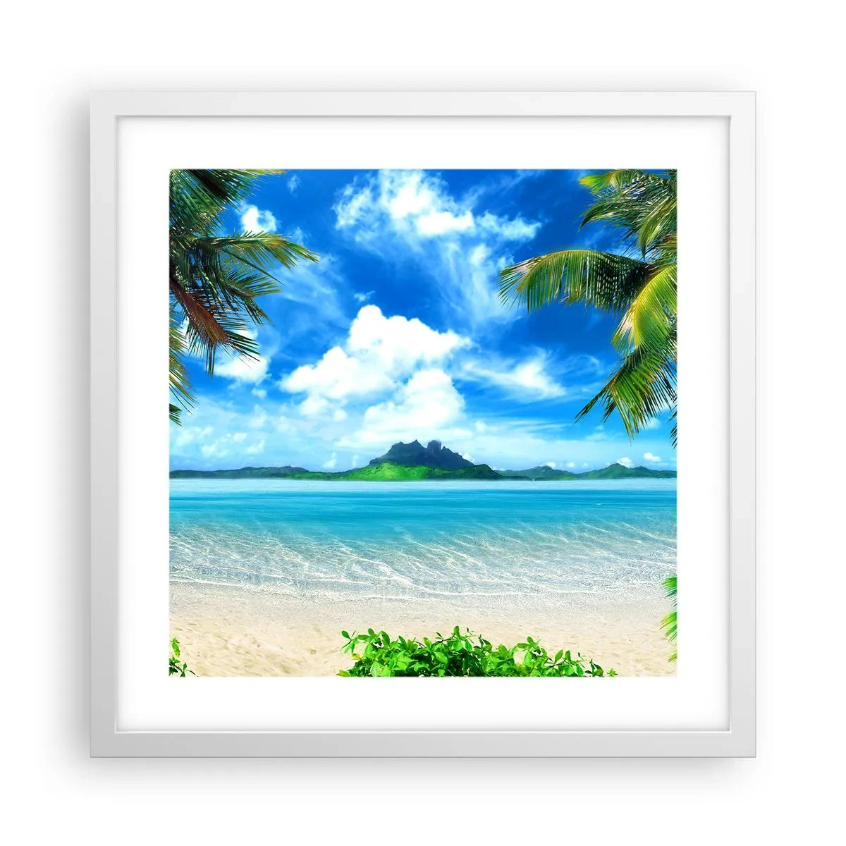 Poster în ramă albă - Azur de la tropice - 40x40 cm