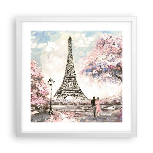 Poster în ramă albă - Plimbare în aprilie la Paris - 40x40 cm