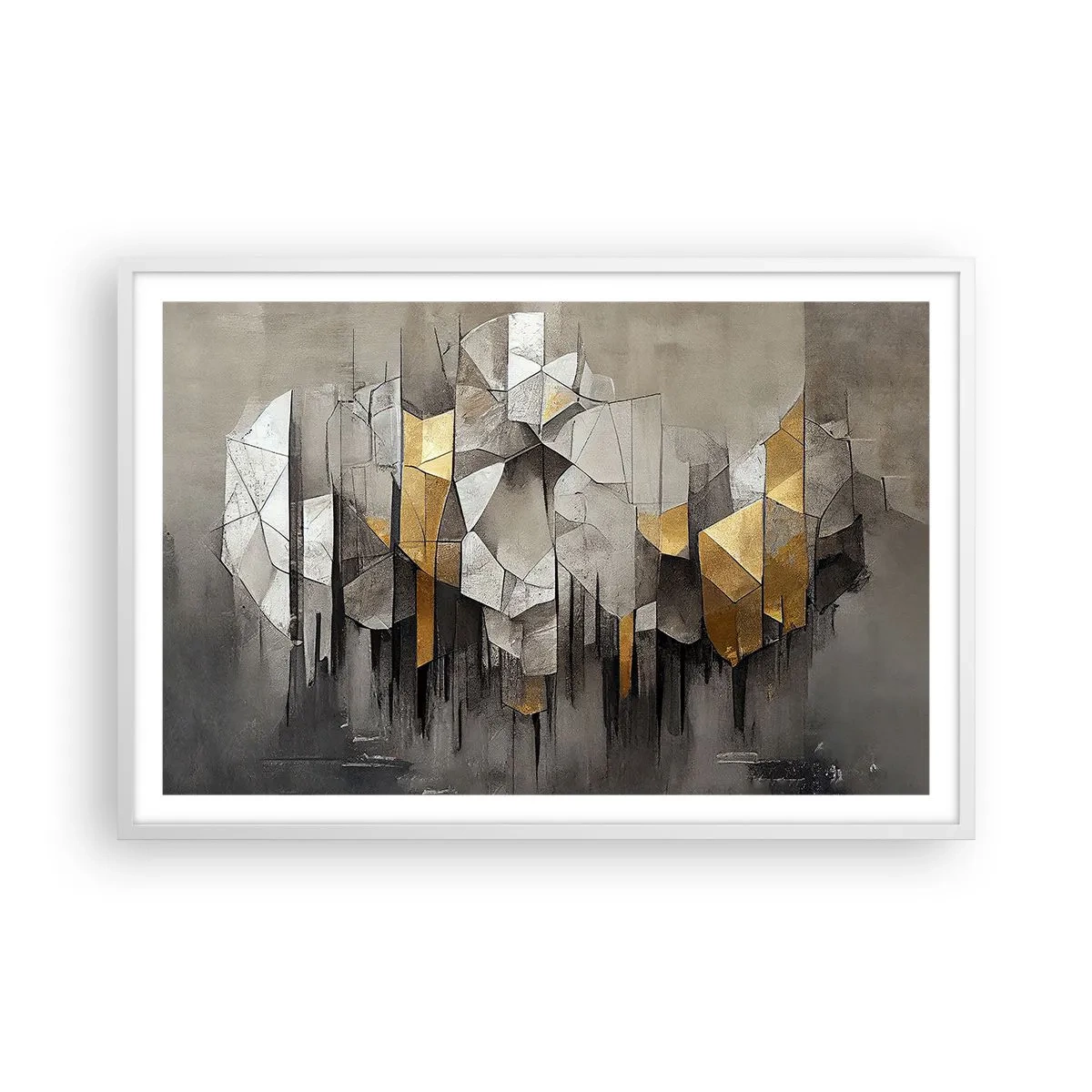 Poster în ramă albă - Compoziție de gheață și lumină - 91x61 cm