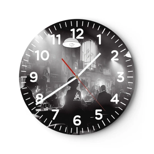 Ceas de perete - Ceas pe sticlă - În stil jazz - 30x30 cm
