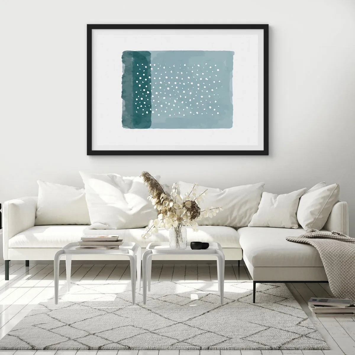 Poster în ramă neagră - Crescute pe albastru - 40x30 cm